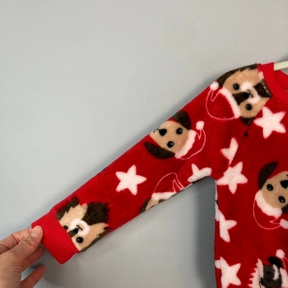 COLD Rush Red Plush Minky Fleece Puppy Dog Santa Christmas Holiday Sweatshirt 2T - Picture 4 of 13